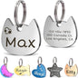 Anavia Small Size Dog Cat ID Tags, Small/XS Personalized Color Plated Stainless Steel Puppy Kitten Name Tags, Customized Engraved Nameplate Pet Collar Tag (Silver, Cat Head)