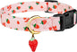 Cotton Handmade Dog Collar Cute and Distinctive Patterns Pink Strawberries with Pendant for Girl Boy Dogs Collars L