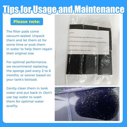 AQUANEAT 6-Pack Pre-Filter Sponge for Aquarium Shrimp Fry Fish Tank Filter 0.8” Intake, Replacement Foam Cover