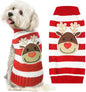 Dog Christmas Sweater Cute Striped Reindeer Xmas Pet Clothes Holiday Puppy Cat Costume New Year Gifts for Small Medium Large Dogs Jumpers (S, Red White Stripe Reindeer)