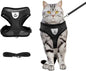 shudyear Summer cat Chest Harness and Leash, Anti-Escape Adjustable Soft mesh cat Leash and Chest Harness Set for All Types of Cats cat Vests (Size M,Black)