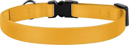 Breakaway Cat Collar with Bell - Leather Adjustable Kitten Collars with Safety Quick Release Buckle - Soft Small Pet Collars for Girl & Boy Cats (Yellow)