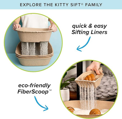 Kitty Sift Disposable Cat Litter Box Large,Durable Portable for Travel and Home,Eco-Friendly Disposable Litter Box Controls Odor,6 Count (Pack of 10)
