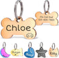 Anavia Small Size Dog Cat ID Tags, Small/XS Personalized Color Plated Stainless Steel Puppy Kitten Name Tags, Customized Engraved Nameplate Pet Collar Tag (Rose Gold, Bone)