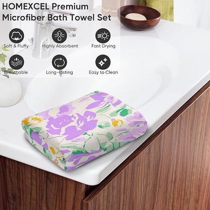 Cute Dachshund Hand Towels - 2 Pack,14.5" X 28",Soft Microfiber Polyester Cartoon Towel Set with Weiner Dog-Lover & Floral Pattern,for Rustic Bathroom Kitchen Spa Hotel Decor Gifts Women Girls
