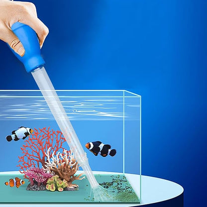Manual Water Changer Fish Tank Cleaner Coral Feeder Universal Lightweight Maintenance Aquarium Cleaning Tool Waste Remover, Blue