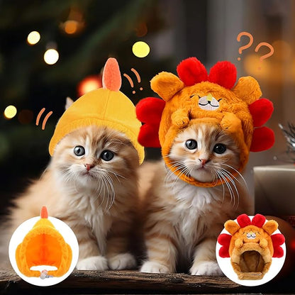 Weewooday 5 Pieces Cat Costume Bunny Hat Outfit with Ears Funny Cat Hat and Small Dogs Kitten Puppy Party Easter Costume Accessory Headwear(Lovely Style)