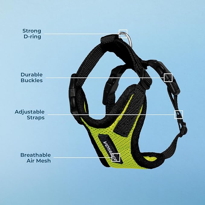Voyager Step-in Pet Harness - All Weather Mesh, Adjustable Step in Harness for Cats and Dogs by Best Pet Supplies - Lime Green/Black Trim, XS