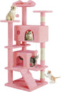 54 Inches Cat Tree Tower Condo Furniture, Cat Tower with Scratching Post, Multi-Level Climbing Tree Cat House Padded Plush Perch, Kittens Pet Play House, Light Gray