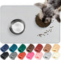 VIVAGLORY Dog Food Mat Flexmat Dog Bowl Mat, Placemat Food Tray with Raised Edges & Lip for Indoor Floor, Non Slip Waterproof Silicone Dish Placemat for Cat & Pet, S, Light Grey