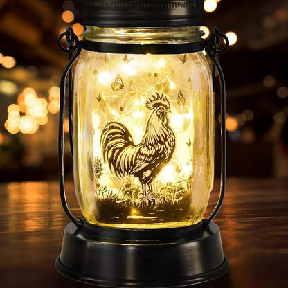 kyoryuger Chicken Rooster Gifts for Women/Men Cock Lovers Solar Lantern Mom Birthday, Mothers Day, Solar Garden Decoration Outside for Yard, Patio,Backyard,Porch, Torches