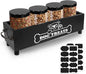 Large Dog Treats Container, Dog Cookie Jar for Dogs Cat Treats Container, Farmhouse Wood Pet Treats Storage Organizer for Dog Food Storage Container with 4 Jars, Cat Dog Treat Organizer