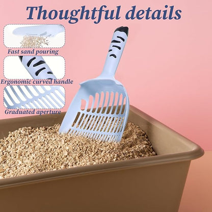 Cat Litter Scoop, Cat Scooper for Litter Box Cats and Dog Poop Collector Plastic Kitty Litters Scoop Deep Shovel with Thin Sifting Holes for Home Litters Box