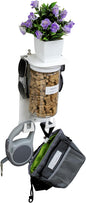 Dog Treat Holder For Wall Storage For Pets, Premium Pet Wall Organizer, Includes One 32oz Airtight Dog Treat Jar, 2 Sets of Triple Hooks, Sturdy Shelf in Designer White