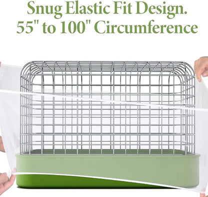 Bird Cage Seed Catcher White Bird Cage Net Cover Adjustable Birds Cages Netting Seed Catcher Stretchy Birds Cages Guard for Parrot Enclosures