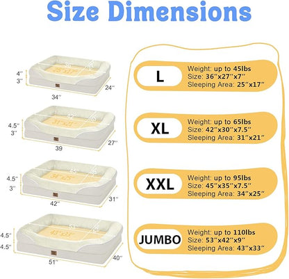 Orthopedic Removable Large Dog Bed -XL Large Dog Beds with Washable Cover and Removable Bolsters Non-Slip Bottom & Waterproof Pet Bed Sofa for Big Size Dogs