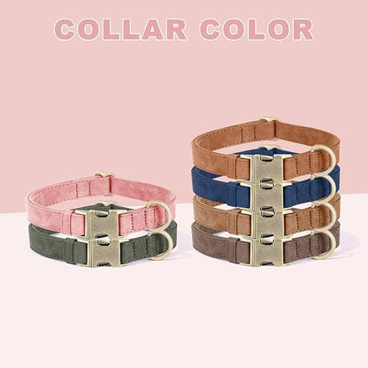 Genuine Leather Dog Collar - Adjustable Pet Collar with Quick Release Metal Buckle, Soft Skin Friendly Real Leather Collar for Small, Medium, Large Dogs (Pink, M：Fit 12-20" Neck)