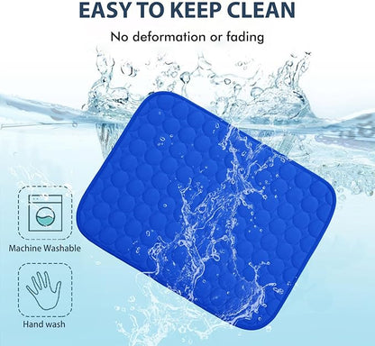 MICROCOSMOS Summer Cooling Mat & Sleeping Pad- Water Absorption Top, Materials Safe, Easy Carry, EZ Clean. Keep Cooling for Pets, Kids and Adults.(Dark Blue, 28" x 22")