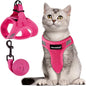 FAYOGOO Cat Harness and Leash Set | Upgrade Step-in Escape Proof Harness | Lightweight Soft Vest, No-Choke Design for Walking, Travel, Camping (Pink)