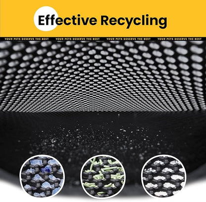 Cat Litter Mat Compact Size 23.6"x14.6" for Small Spaces, Upgrade Waterproof Leakproof Back Layer, Honeycomb Trapping Mat, Washable, Easy to Clean, Scatter Control Kitty Litter Matt, Black
