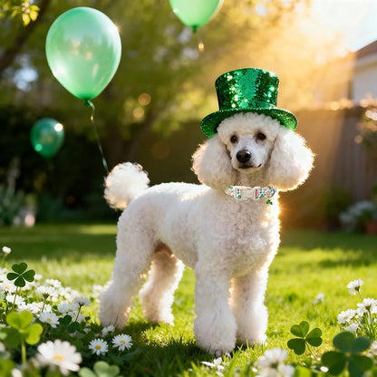 St Patricks Day Dog Collar for Large Dogs - Cute Pastel Lucky Clover Dog Collars, Lightweight Adjustable Irish Green Festival Dogs Collars with Quick Release Buckle L
