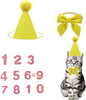 Christmas Pet Party Jazz Hat and Blingbling Bow Tie Breakaway Collar Set, Adjustable Headband for Kitten Puppy Small Dogs Cats (Yellow)