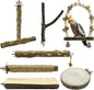 7Pcs Natural Wooden Bird Perch Set – Parrot Perch Toys, Wooden Perch Swing, Cage Accessories for Budgies, Cockatiels, Lovebirds, Finches, and Other Small to Medium Birds