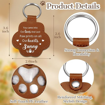 Eunigem Personalized Pet Hair Keychain for Dogs Cats-Custom Paw Keychains for Dog Hair-Shaped Leather Keychain,Pet Memorial Gifts Remembrance Accessory Refillable Keepsake for Bag or Key (Color-5)
