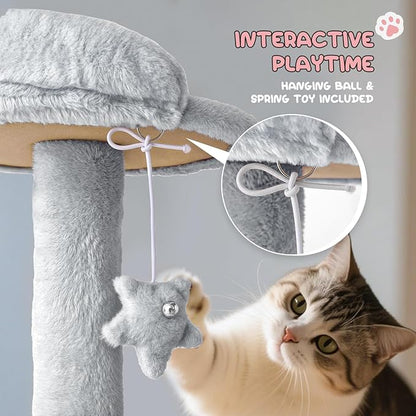 MoNiBloom 70 Inch Cat Tree Tower for Indoor Cats Large Adults, Tall Cat Tower with Scratching Post, Multi-Level Furniture Activity Center with Cat Condo Pet Play House, Light Grey