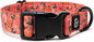Lucy & Co. Posy Pink Dog Collar - Durable Lightweight Designer Collar for Pets - Adjustable Metal Safety Buckle - Coral Pink Floral - Large