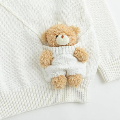 Simplee kids Baby Girl Knit Sweater with Bear in The Pocket Toddler Pullover Sweater Cute Fall Winter Clothes