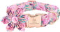 Lionheart Glory Dog Collar, Pink Dog Collar with Flower, Cute Floral Pattern Pet Collar Adjustable Dog Collar for Large Dogs