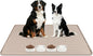 Lanstics Dog Food Mat, 40" x 28" Large Silicone Mat Dog Feeding Mat with Raised Edge Non-Slip Pet Feeding Mat for Food and Water Bowl, Easy to Clean, Floor Protection (Khaki)
