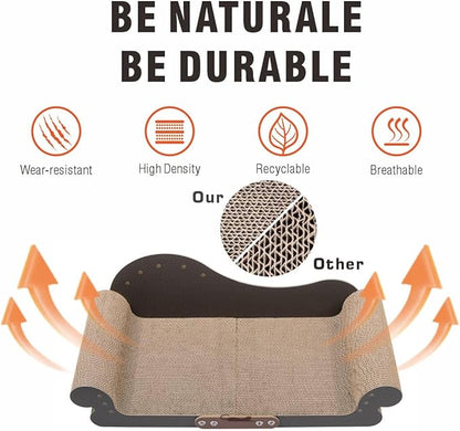 Sofa Shaped Cat Scratching Board,26.6" Extra Large Scratcher Bed for Large Cat Multi-Cats, Scratch Boards Lounge Bed,Cat Couch Furniture Protector (Black)