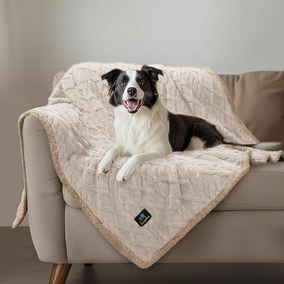 Luciphia Waterproof Pet Blanket, Liquid Pee Proof Dog Blankets for Sofa Bed Couch, Reversible Sherpa Fleece Furniture Protector Cover for Small Medium Large Dogs Cats,Beige-Thicken Small（40" x 28"）