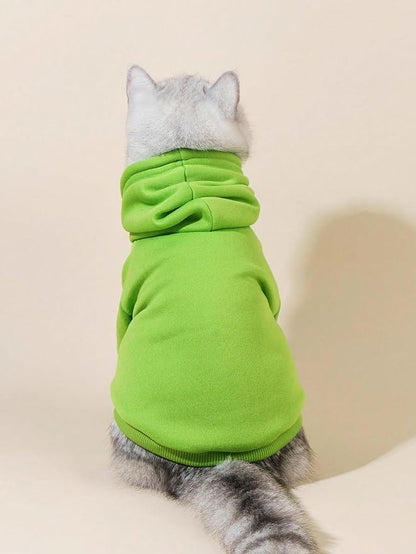 QWINEE Basic Dog Hoodie Sweatshirt Puppy Sweater Warm Cat Costumes Pet Clothes for Chihuahua Puppy Kitten Small Medium Dogs Green X-Large