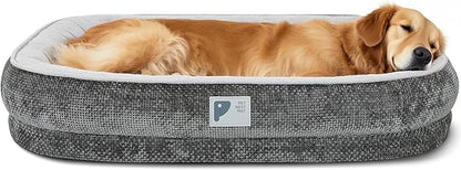 Dog Beds Large Sized Dog,Orthopedic Bed with Removable Cover&Non-Slip Bottom Couch Bed with Four-Sided Bolster Grey L