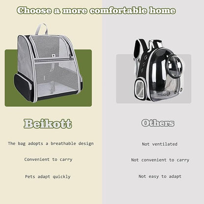 Cat Carrier Backpack, Dog Backpack, Ventilate Pet Cats Puppy Dogs Birds Bunny Backpack for Travel Indoor Outdoor Use(Black)