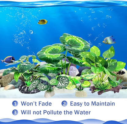5Pack Tall Aquarium Plants - Reptile Habitat Plants Realistic Silk Fake Betta Fish Tank Decor for Terrarium Aquascaping