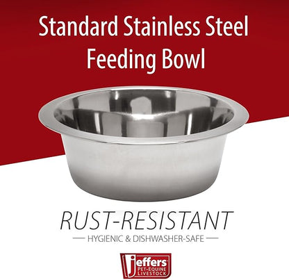 Jeffers Pet Standard Weight Stainless Steel Bowls for Dogs, Cats, Puppies, Kittens, Food & Water, Durable Feeding Dish, Travel, Camping, Indoor Outdoor Use, Dishwasher Safe Pet Accessories -3 Quart