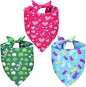 Valentines Dog Bandana St Patricks Day and Easter Dog Bandana XLarge 3PCS, Colorful Scarf for Boy and Girl, Triangle Reversible Bibs.