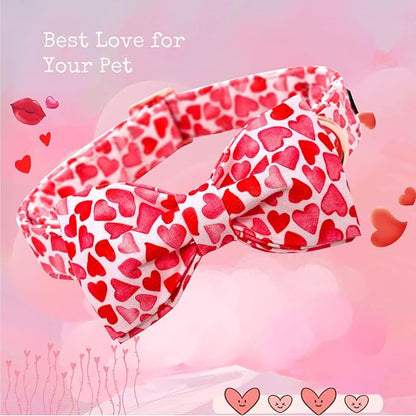 Lionheart Glory Dog Bow Collar with Hearts & Bows for Medium Dogs
