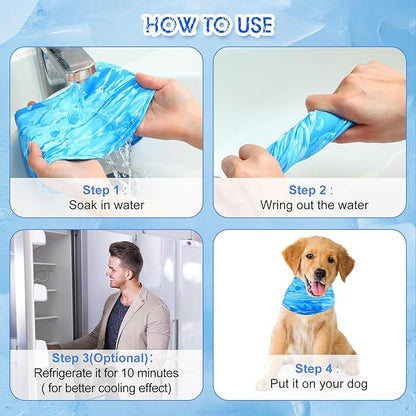 Talltalk 5 Pieces Dog Cooling Bandanas Neck Wraps Ice Scarf Pet Dog Cooling Collar Hunting Training Hiking Camping Accessories for Summer(S)