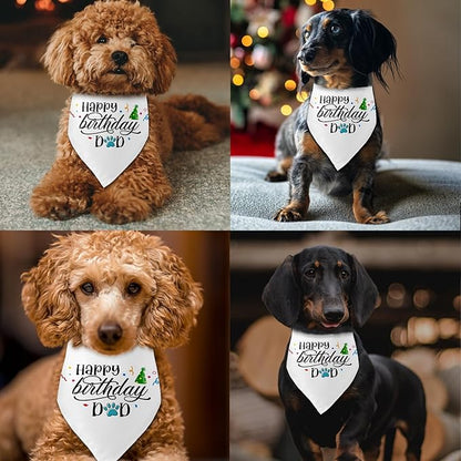 Happy Birthday Dad Black Dog Bandana Pet Scarf Accessories Funny Cute Puppy Bandana Birthday Party Accessorie Gifts for Dog Dad Lovers