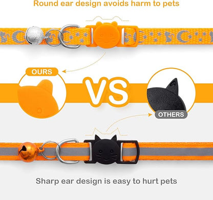 LLHK 2 Pack Breakaway Cat Collars & 2 Pcs Name Tags,Reflective Safety Kitten Collar with Bell,for Girl Boy Male Cats,Adjustable 7''-12'', Personalized ID Tag,Pet Supplies,Accessories