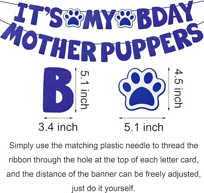 Dog Birthday Party Supplies, Multi Sizes Dog Birthday Hat with Numbers Bandana Bow Tie It’s My Bday Mother Puppers Sign Banner for Small Dogs Pets (Small, Blue)