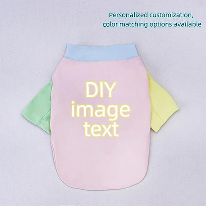 Custom Dog Shirt,Personalized Pet Apparel with Name Text Photo Image,Lightweight Breathable Puppy Kitten Cotton Vest for Small Medium Large Dogs Cats,Puppy Gift (Dopamine Blue, Medium)
