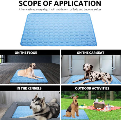 Dog Cooling Mat Pet Cooling Pads Dogs & Cats Pet Cooling Blanket for Outdoor Car Seats Beds (Blue, 28IN * 40IN)