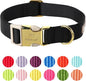 Nylon Dog Collar - Adjustable Black Soft Webbing Dog Collars for Small Medium Large Dogs Boy Girl Puppy Collar with Safety Metal Buckle S