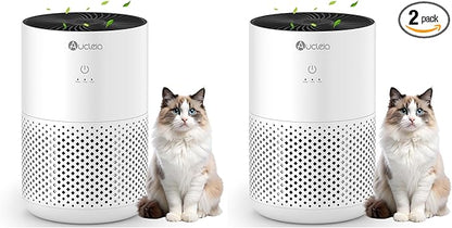 Air Purifiers for Bedroom Home with H13 True HEPA Filter, 20dB Quiet Air Cleaner for Pets Hair Dander Odor, Smoke Dust Pollen, Aromatherapy Function, White (Pack of 2)